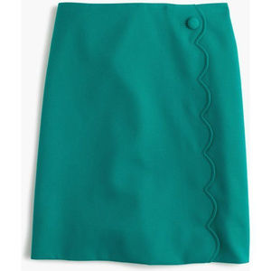 J CREW Scalloped Skirt * Wool/Cotton 6P GREEN